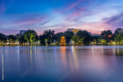 Sunset over the Hoan Kiem lake, Ha Noi Capital, Viet Nam