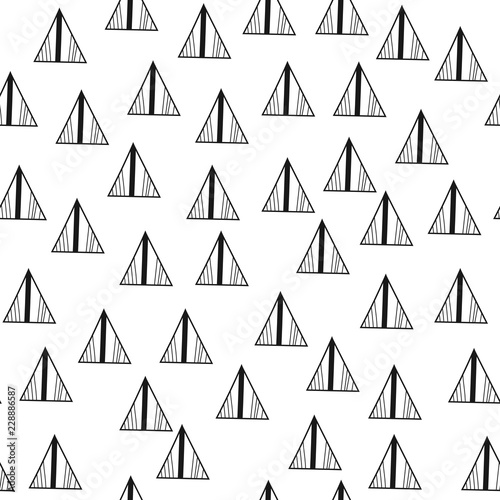 Triangles. Black and white seamless pattern. Geometric, abstract background for covers, textile. Doodle shapes.