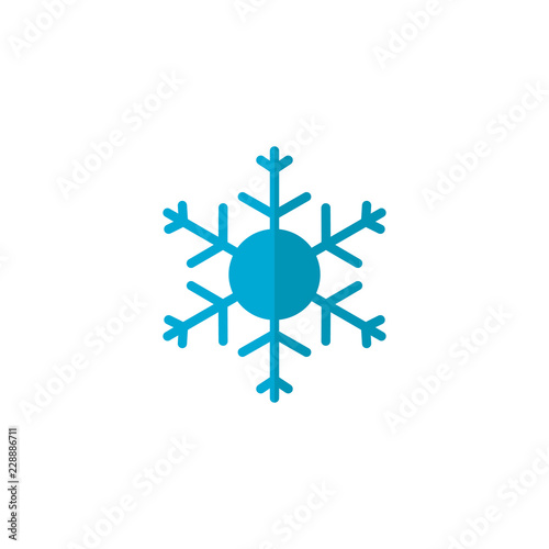 Blue Snowflake flat icon, vector sign, colorful pictogram isolated on white. Snow Winter symbol, logo illustration. Flat style design