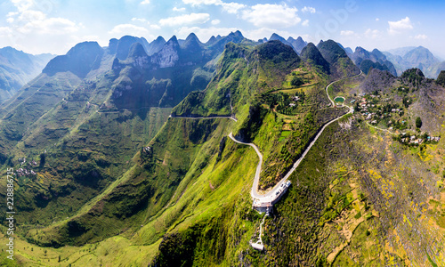 panoramic view Ma Pi Leng mountain pass in Dong Van, Hagiang, Vietnam photo