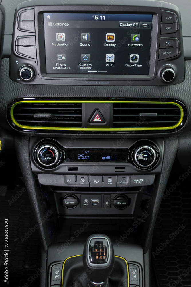 Obraz premium air conditioner command buttons and infotainment system