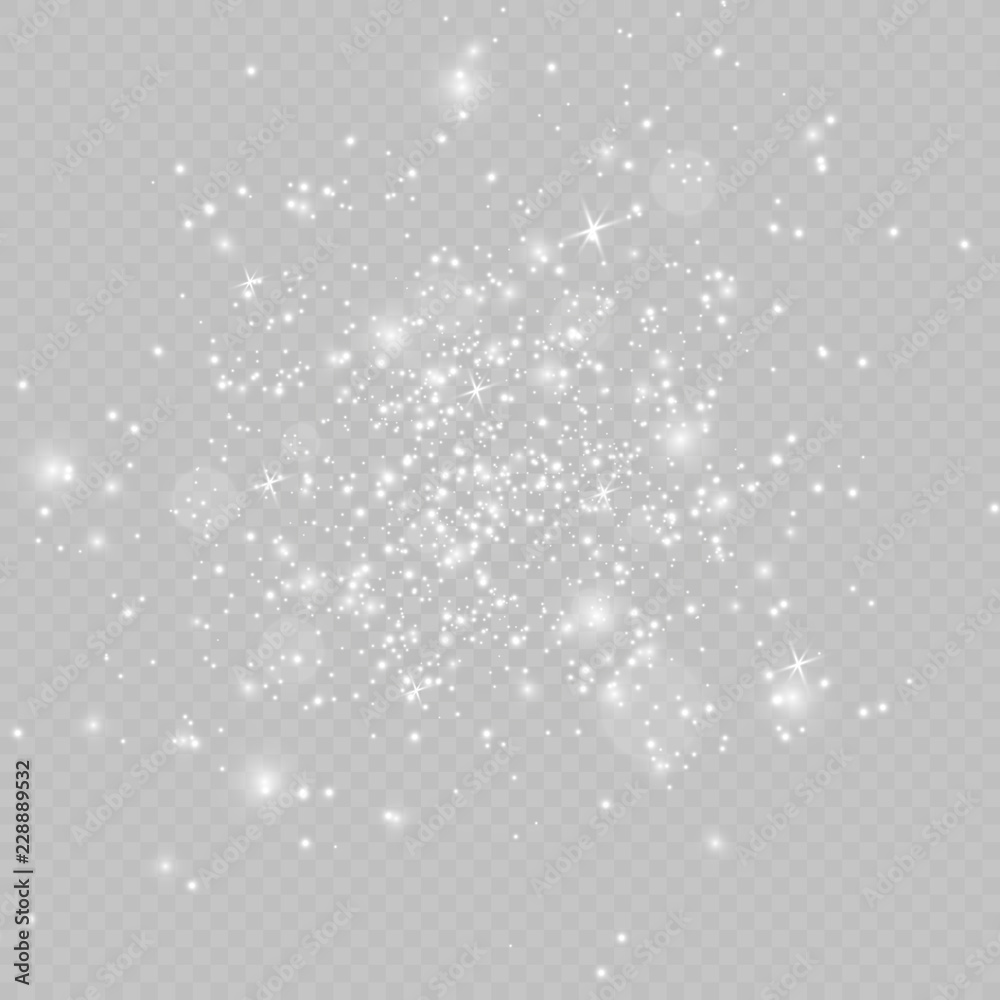 White sparks glitter special light effect. Vector sparkles on