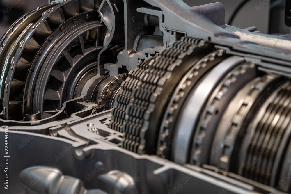 Car automatic transmission cutaway closeup Car automatic transmission cutaway closeup