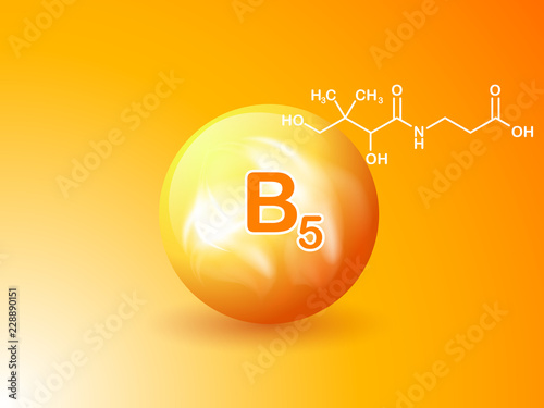 Nutrition sign vector concept. The power of vitamin B5. Chemical formula