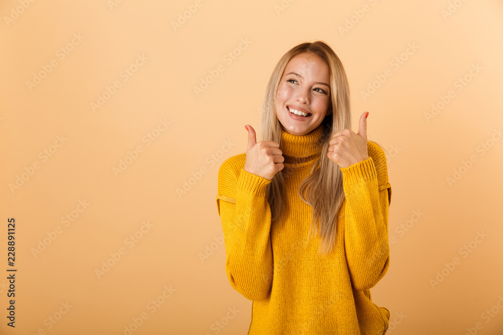 Portrait of a lovely young woman dressed in sweater Portrait of a lovely young woman dressed in sweater