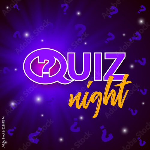 Quiz night announcement poster design web banner background vector illustration. Pub quiz held in a pub or bar, night club. Modern pub team game. Questions game retro banner