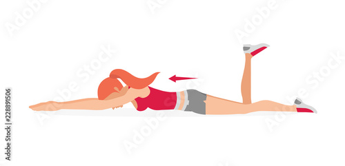 Young girl is training. Exercises to strengthen the muscles of the vagina and pelvic floor muscles. Kegel exercises. Vector illustration isolated on white background.