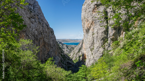 The Mala Paklenica karst river canyon is within national park, Velebit, Croatia. It is famous for hiking in undisturbed nature within deepest canyon in a region.