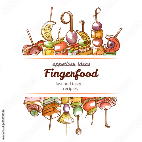 Canape finger food hand drawn restaurant poster