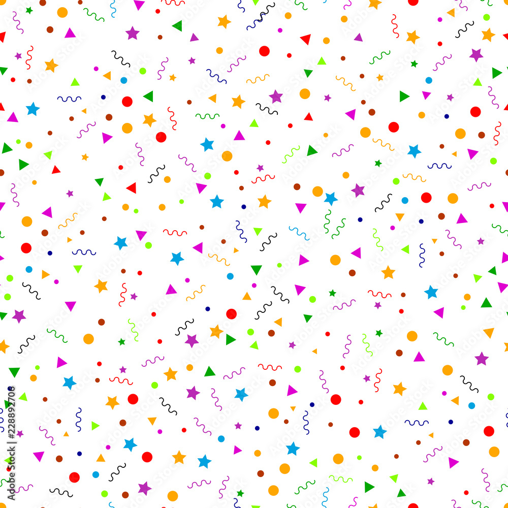 Seamless pattern with confetti. Holiday background. Celebration. Confetti pattern abstract vector background. Retro memphis design. Perfect for wallpapers, pattern fills, web page backgrounds