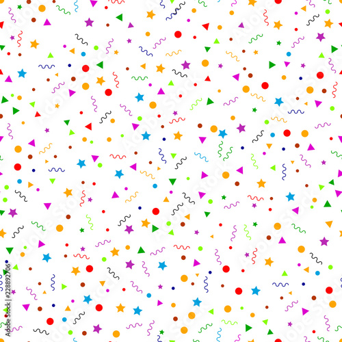 Seamless pattern with confetti. Holiday background. Celebration. Confetti pattern abstract vector background. Retro memphis design. Perfect for wallpapers, pattern fills, web page backgrounds