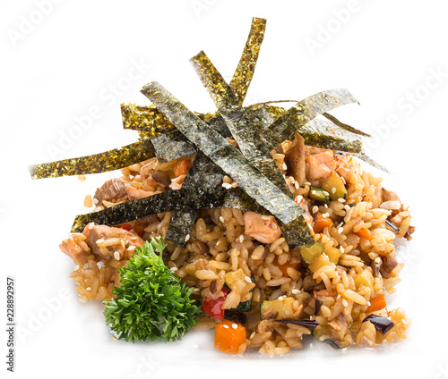 Tahan. Fried pilaf with chicken. Asian Lunch photo