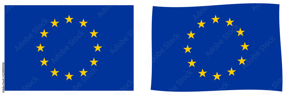 European Union (EU) flag. Simple and slightly waving version. European Union (EU) flag. Simple and slightly waving version.