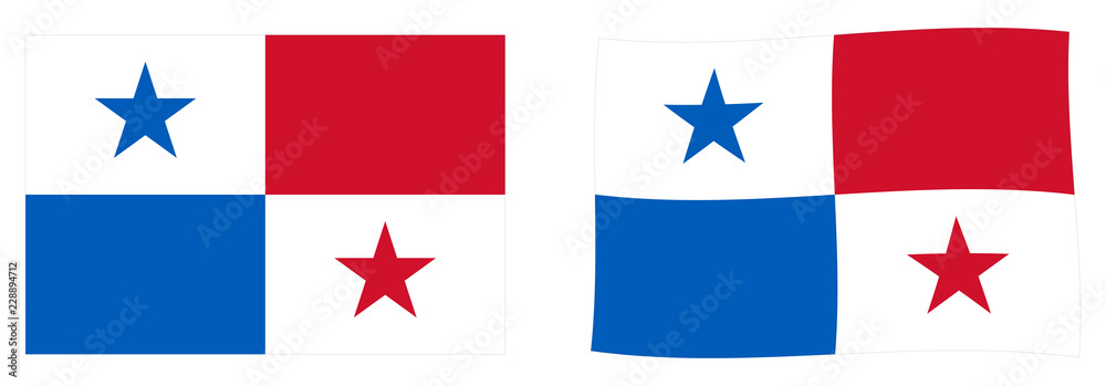 Republic of Panama flag. Simple and slightly waving version. - obrazy, fototapety, plakaty 