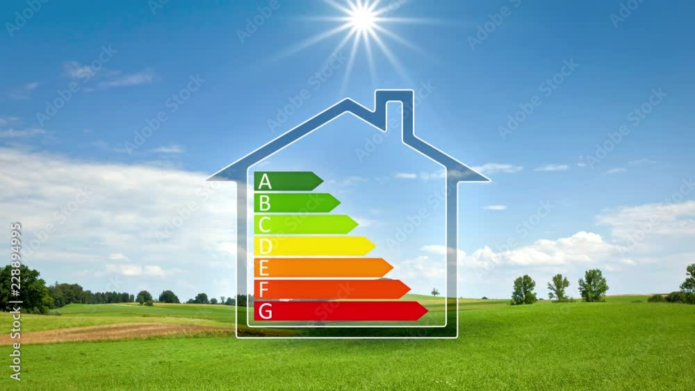house in the green with energy efficiency graph house in the green with energy efficiency graph