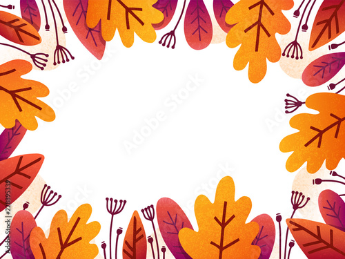 Colorful textured autumn leaves in cartoon style vector seasonal sale label background