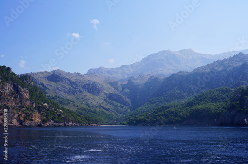 Magnificent landscape with rocky mountains on the coast of the island of Mallorca, Spain