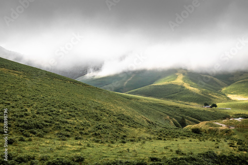 scenic landscape in Iraty mountains in summertime, basque country, france
