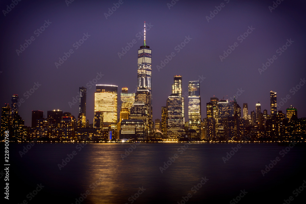 Blue Hour-Summer Evening Lower Manhattan with Hudson River