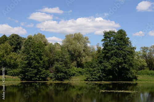 Lower Kuzminsky pond in the natural-historical park 