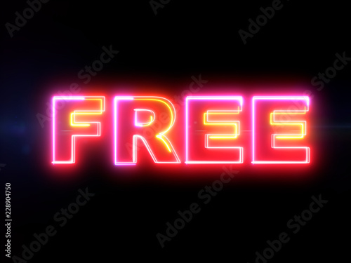 Free - colorful glowing outline text word on blue lens flare dark background