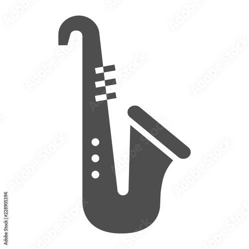 Saxophone glyph icon, musical and instrument, trumpet sign, vector graphics, a solid pattern on a white background.
