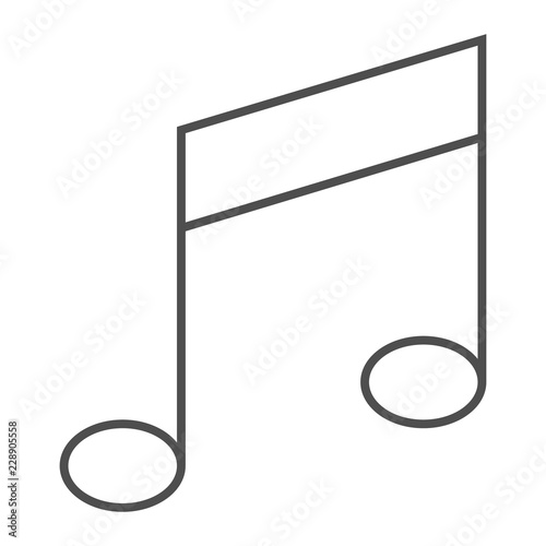 Music note thin line icon, musical and sound, melody sign, vector graphics, a linear pattern on a white background.