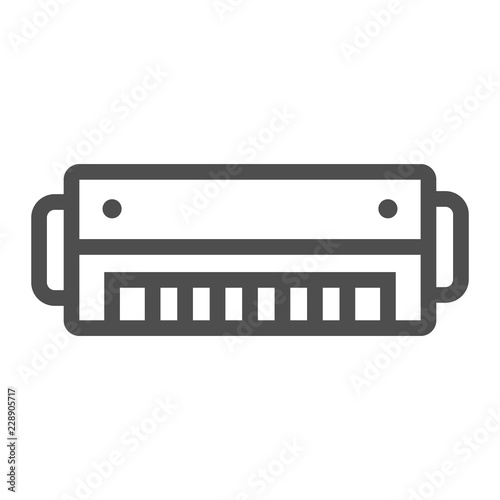 Harmonica line icon, music and blues, instrument sign, vector graphics, a linear pattern on a white background.