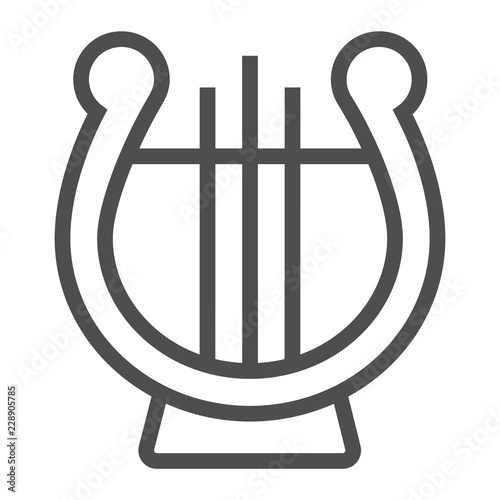 Lyre line icon, musical and ancient, harp sign, vector graphics, a linear pattern on a white background.