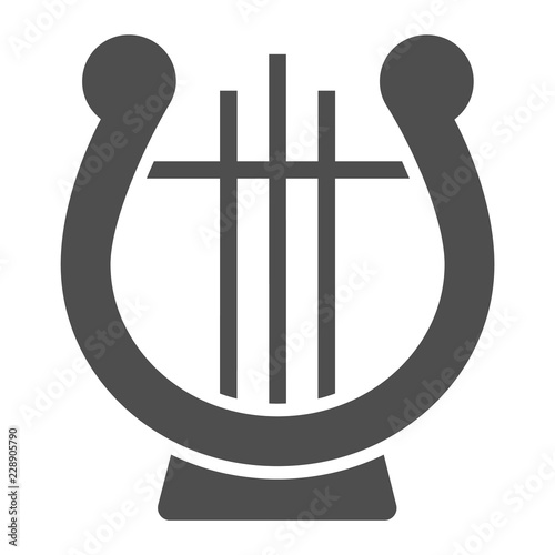 Lyre glyph icon, musical and ancient, harp sign, vector graphics, a solid pattern on a white background.
