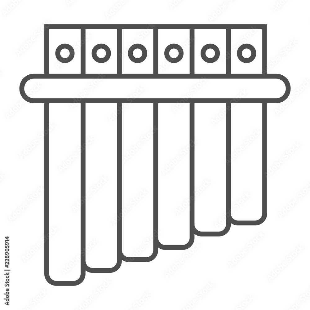 Panpipe thin line icon, musical and instrument, flute sign, vector graphics, a linear pattern on a white background. Panpipe thin line icon, musical and instrument, flute sign, vector graphics, a linear pattern on a white background.