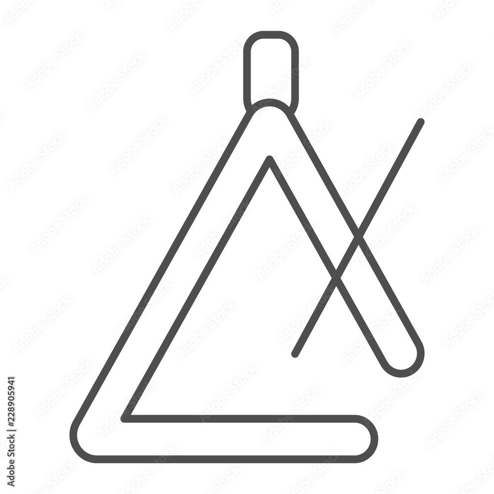 Triangle thin line icon, musical and play, instrument sign, vector graphics, a linear pattern on a white background. Triangle thin line icon, musical and play, instrument sign, vector graphics, a linear pattern on a white background.
