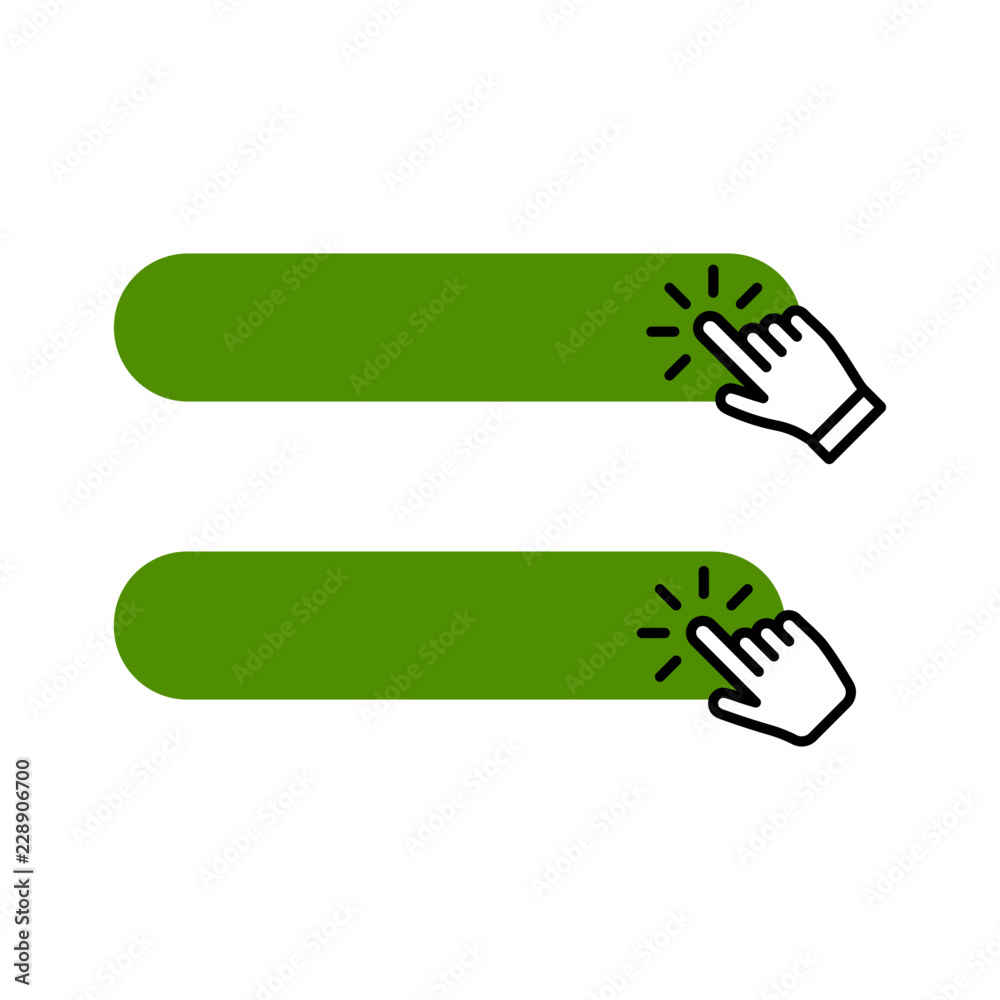 Fototapeta premium Clicking hand icon on blank rounded button