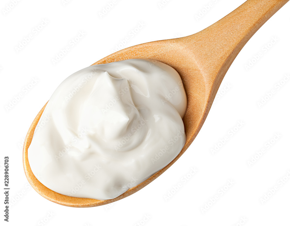 sour cream in glass, mayonnaise, yogurt, isolated on white background, clipping path, full depth of field sour cream in glass, mayonnaise, yogurt, isolated on white background, clipping path, full depth of field