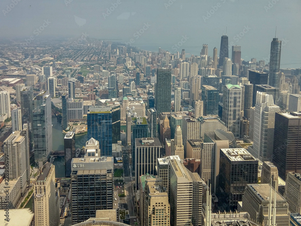 aerial view of Chicago downtown