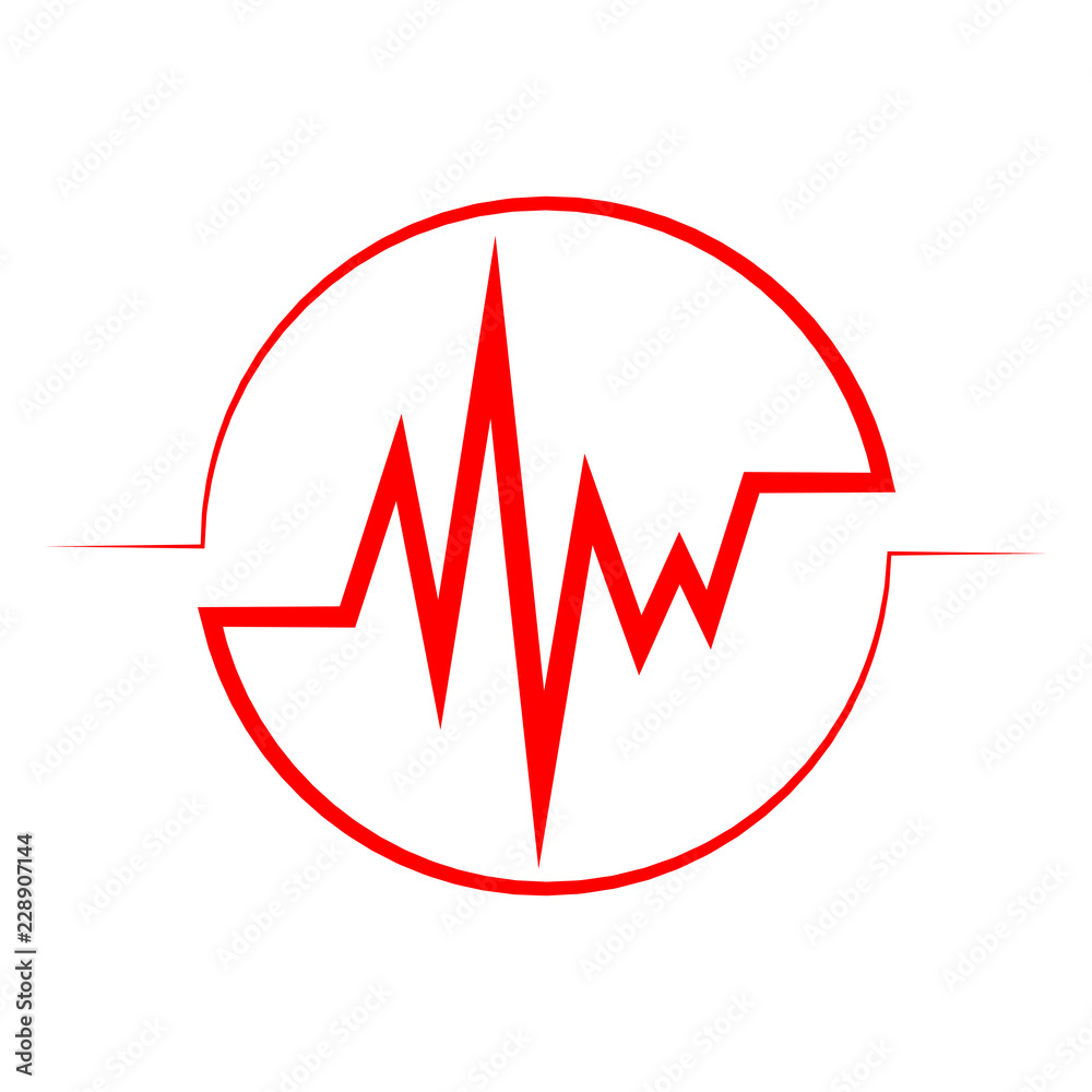 Heartbeat icon in the circle. Vector illustration. Heartbeat icon in the circle. Vector illustration.