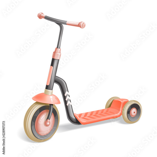 Roller scooter for children. Balance bike. Eco city transport. Vector kick scooter collection. Push cycle isolated on white.