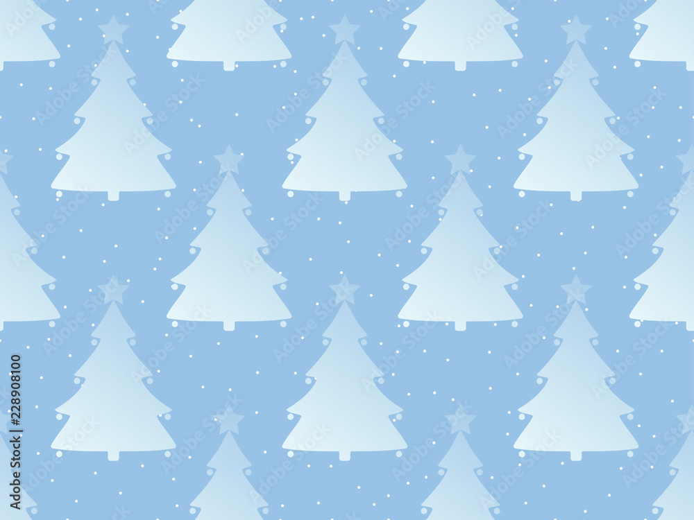 Seamless pattern with Christmas trees and snowflakes. Christmas pattern. Vector illustration.
