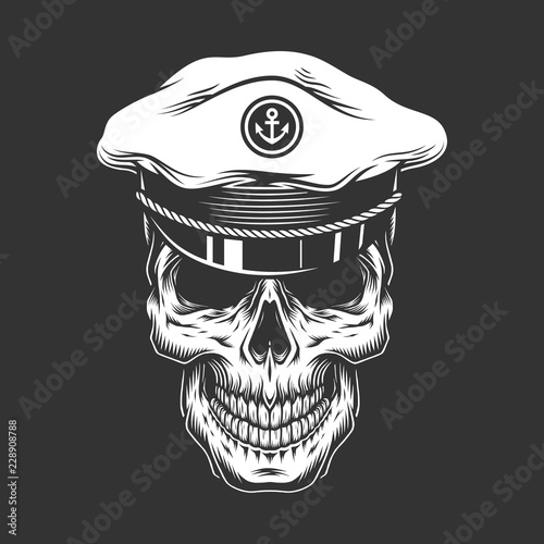 Vintage sea captain skull