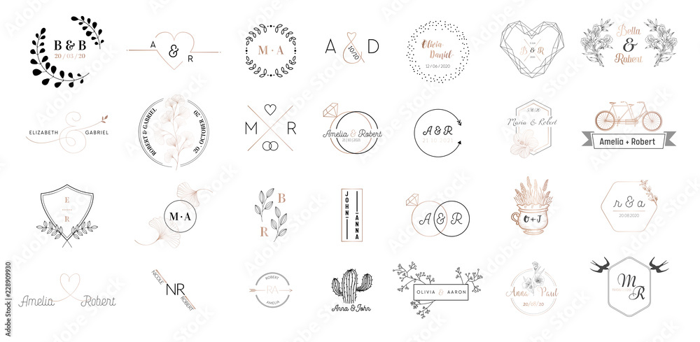 MA Initials letter Wedding monogram logos collection, hand drawn modern  minimalistic and floral templates for Invitation cards, Save the Date,  elegant identity for restaurant, boutique, cafe in vector 15781756 Vector  Art at