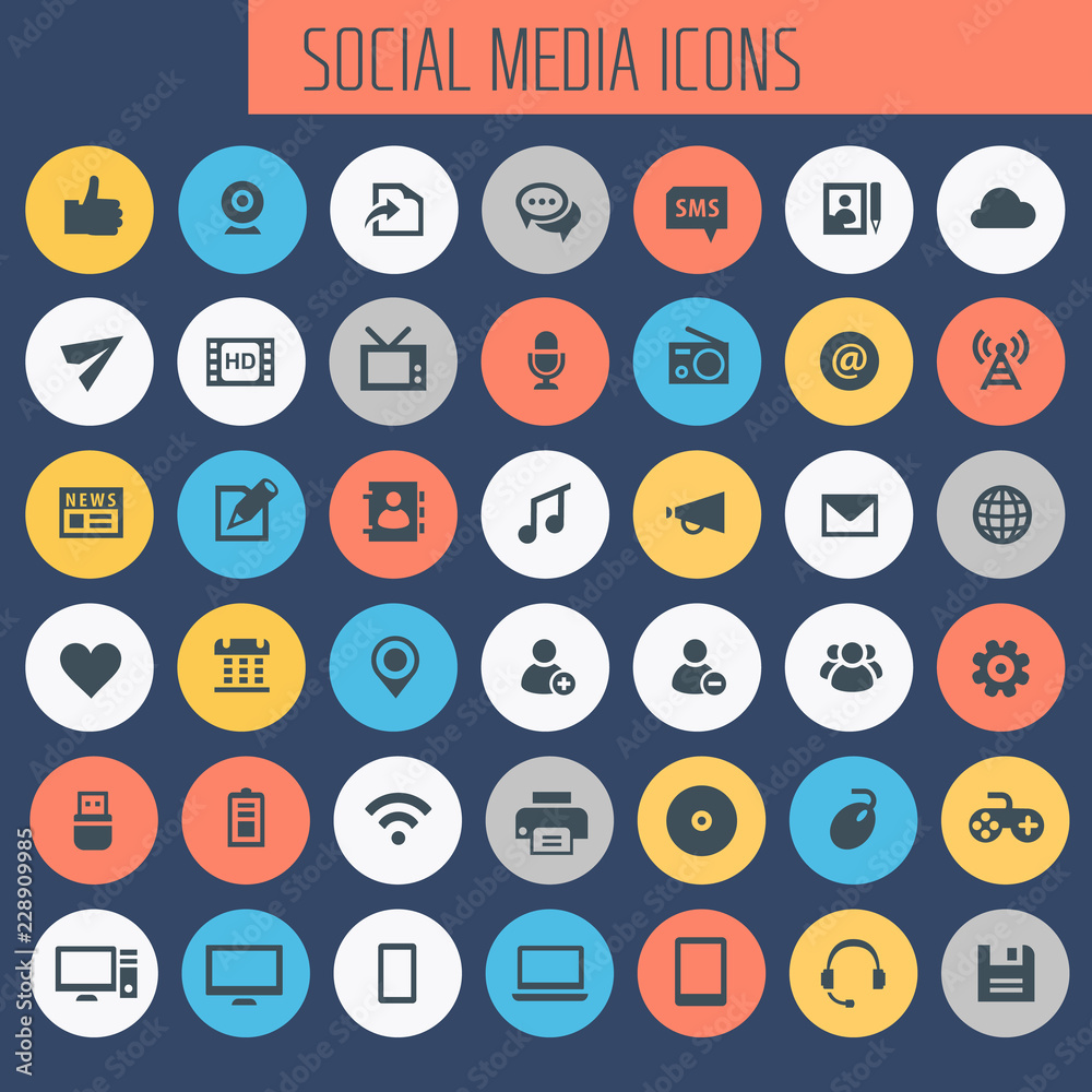 Big Social Media icon set, trendy line icons collection Big Social Media icon set, trendy line icons collection
