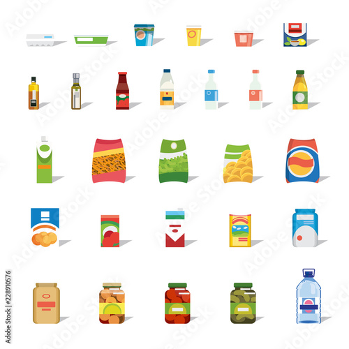 Big Collection of Food and Drinks Flat Vector Icon