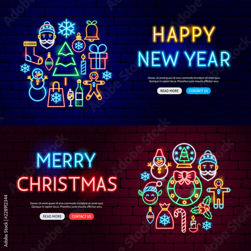 Christmas Neon Website Banners