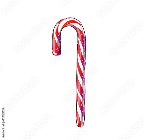 Candy cane sketch drawing.