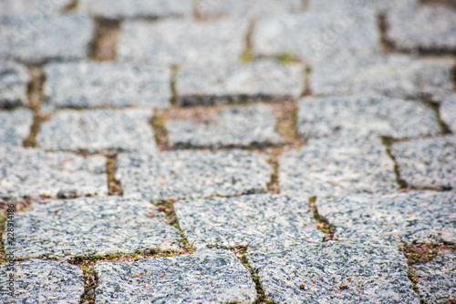 Paving stone with grass, soft focus