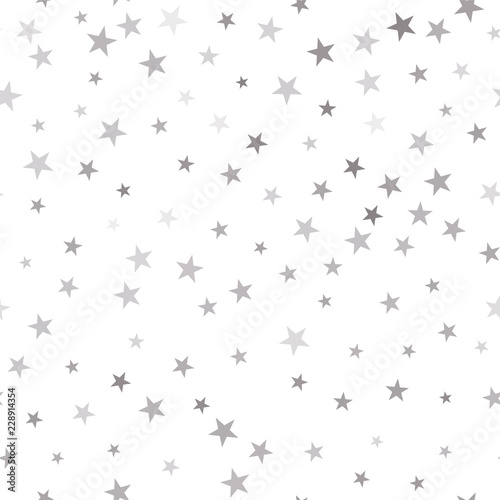Seamless pattern with silver stars. Silver stars confetti celebr