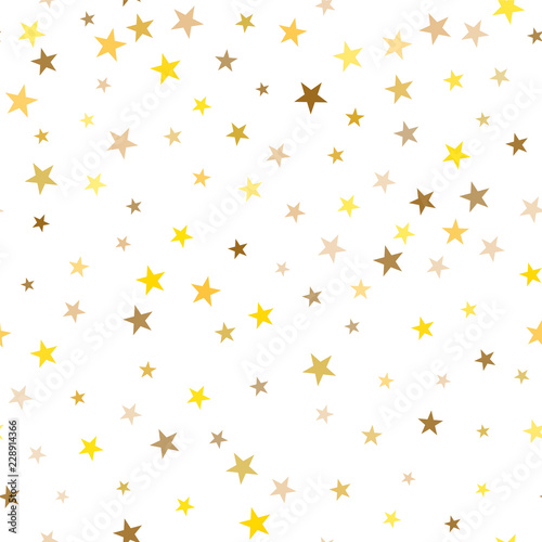 Seamless pattern with gold stars. Gold stars confetti celebratio