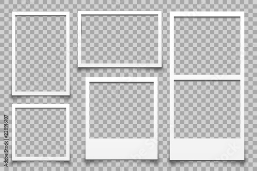 Empty white photo frame - vector photo