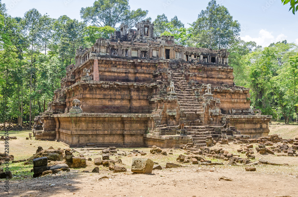 Phimeanakas, a Hindu temple  inside the walled enclosure of the Royal Palace of Angkor Thom, Cambodia