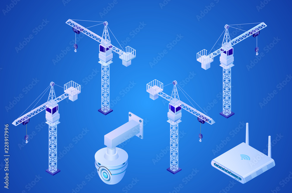 Construction Site Tools Isometric Vector Icons Set Construction Site Tools Isometric Vector Icons Set